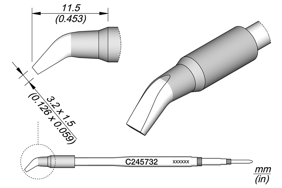 C245732 - Chisel Bent Cartridge 3.2 x 1.5